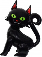 Фольгированная фигура с воздухом 3D "Котенок черный" (61см)