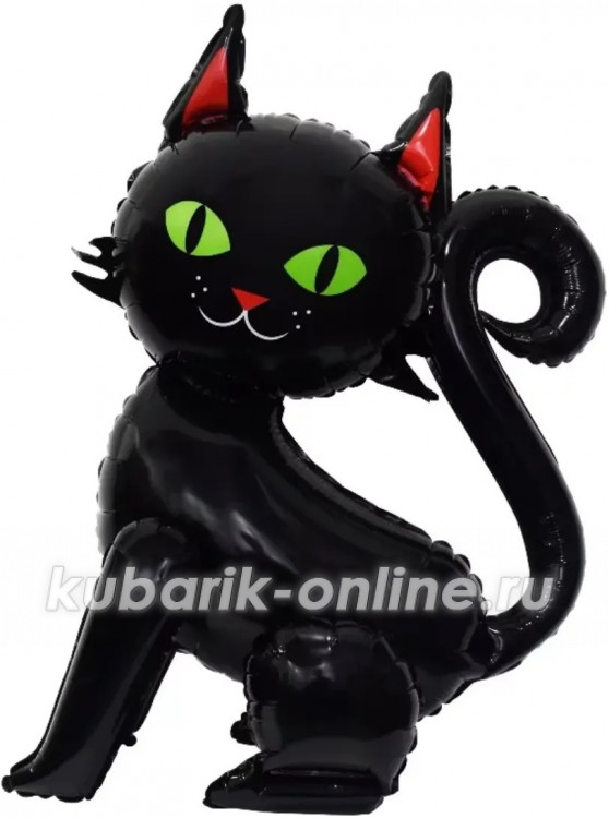Фольгированная фигура с воздухом 3D "Котенок черный" (61см)